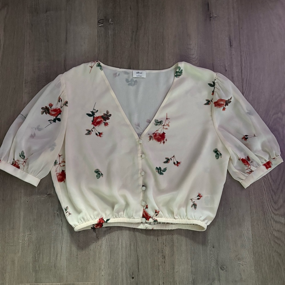 Wilfred Aritzia Cream Cropped Blouse - sz. S